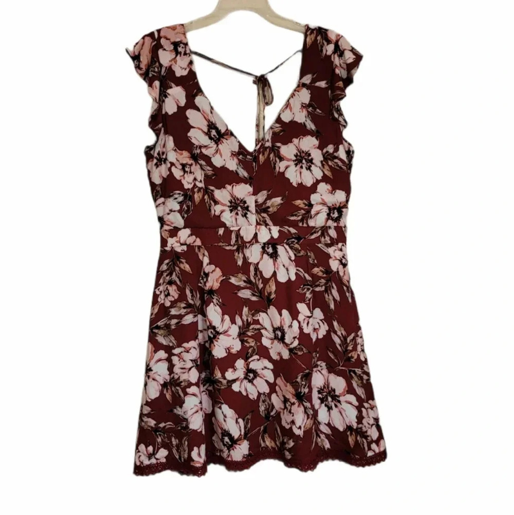 Jack by BB Dakota burgundy flower moves mini dress - Picture 3 of 6